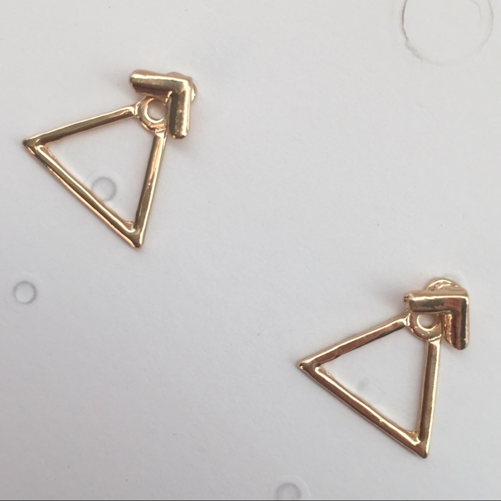 ⚜️[𝟯/$𝟭𝟴]⚜️Gold Triangle Jacket Earrings NEW - Picture 5 of 11